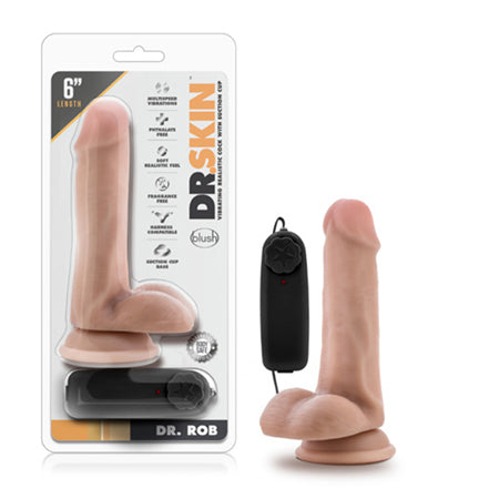 Dr. Skin Dr. Rob Realistic 6 in. Vibrating Dildo with Balls Beige