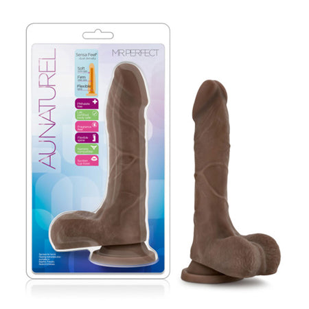 Au Naturel Mister Perfect 8.5 in. Posable Dual Density Dildo with Balls Brown