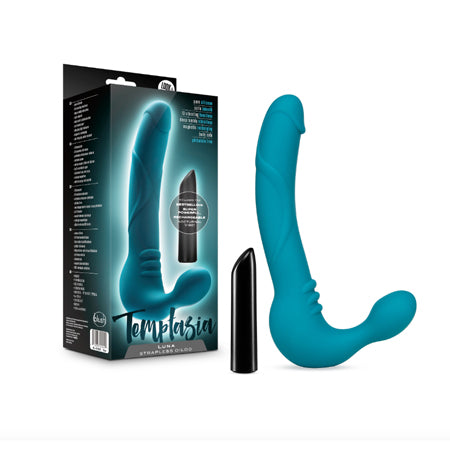 Temptasia Luna 9 in. Silicone Strapless Strap-On Dildo with Rechargeable Bullet