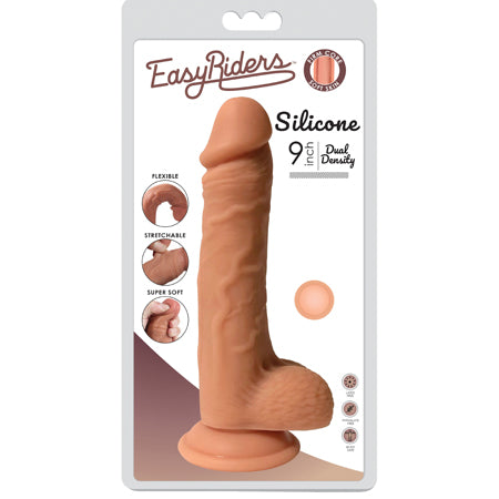Curve Toys Easy Riders 9 in. Dual Density Silicone Dildo with Balls & Suction Cu