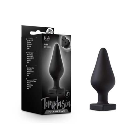 Temptasia 'Fuck Me' Silicone Anal Plug with Heart-Shaped Base Black