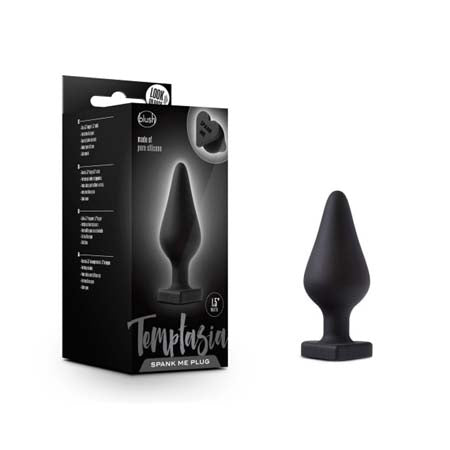 Temptasia 'Spank Me' Silicone Anal Plug with Heart-Shaped Base Black