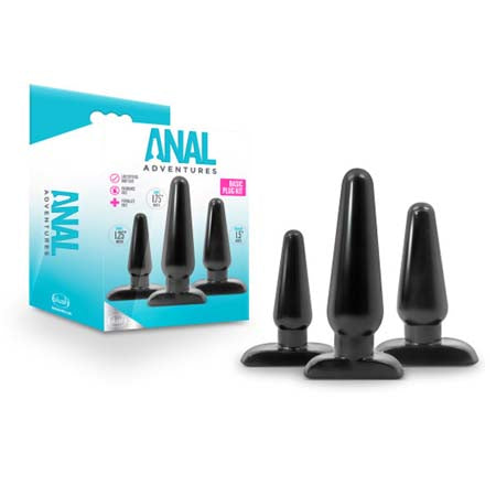 Anal Adventures 3-Piece Basic Plug Kit Black