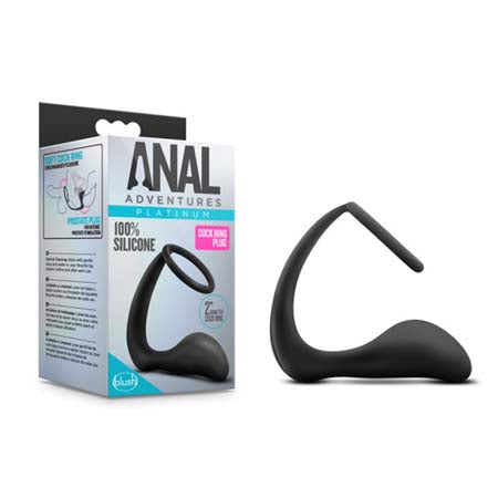 Anal Adventures Platinum Silicone Cock Ring Plug Black