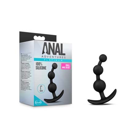 Anal Adventures Platinum Silicone Small Anal Beads Plug Black