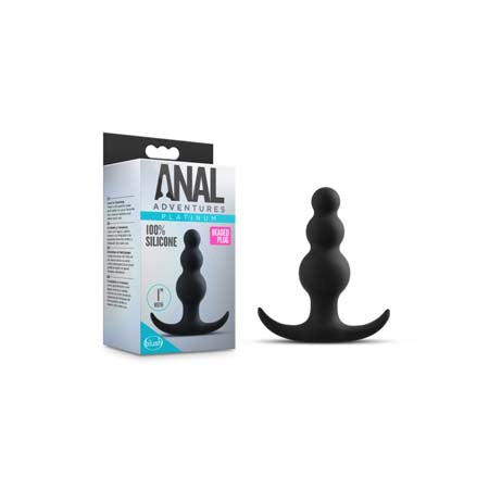 Anal Adventures Platinum Silicone Beaded Plug Black