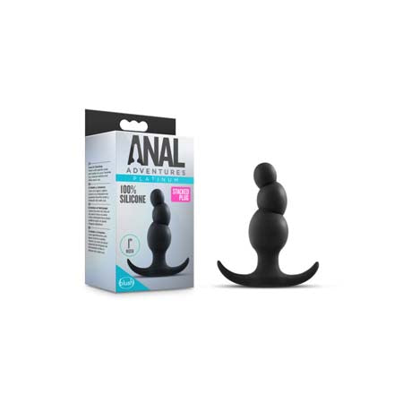 Anal Adventures Platinum Silicone Stacked Plug Black