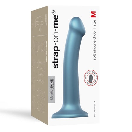 Strap-On-Me Metallic Shine Collection Soft Single-Density Silicone Dildo Duck Bl