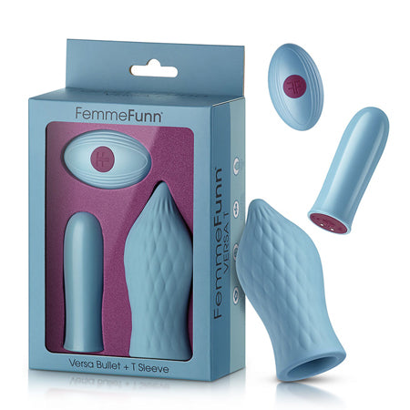 FemmeFunn Versa T Bullet Vibrator & Textured Silicone Tongue-Shaped Sleeve Light