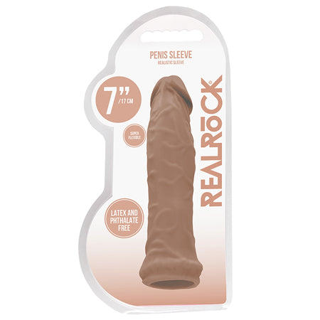 Real Rock Penis Extender - 7" - 17 cm - Mocha