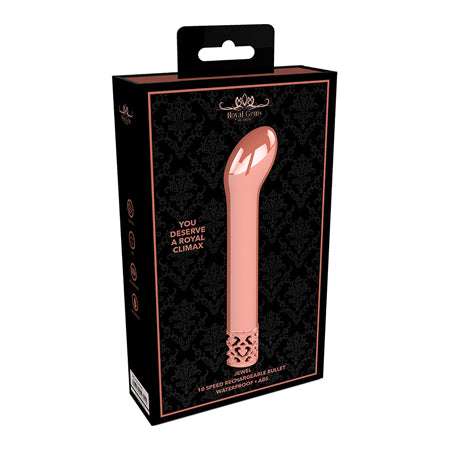 Royal Gems Jewel Rechargeable Curved ABS Bullet Vibrator Rose Gold