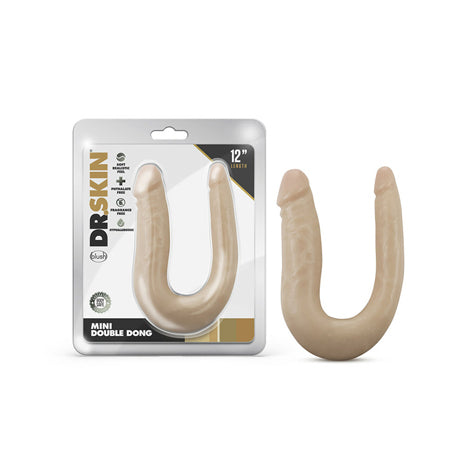 Dr. Skin Mini Double Dong 12" Dual Ended Realistic Dildo Soft Flexible Beige