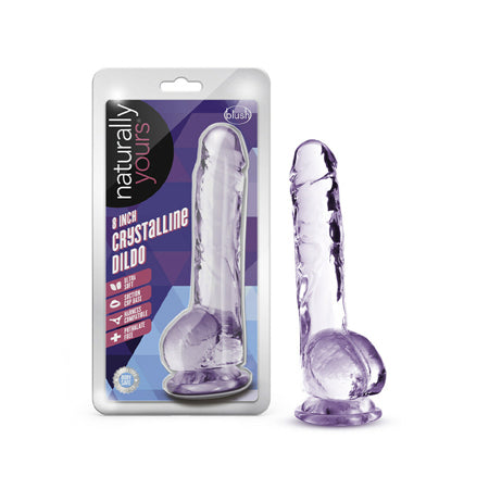 Naturally Yours Crystalline 8 in. Dildo with Balls Amethyst