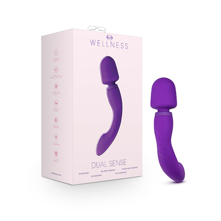 Wellness Dual Sense Rechargeable Silicone Dual Ended G-Spot & Wand Vibrator Purple