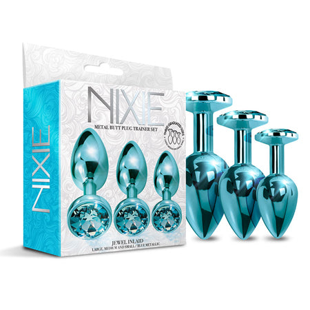 Nixie Metal Butt Plug Trainer Set 3-Piece Blue Metallic