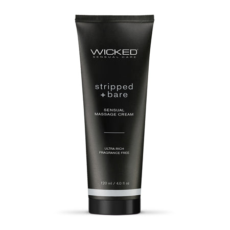 Wicked Stripped and Bare Unscented Sensual Massage Cream 4 oz Soft