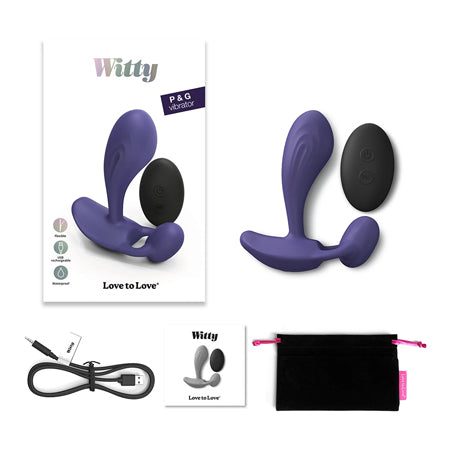 Love to Love Witty Rechargeable Remote-Controlled Silicone P & G Vibrator Midnig