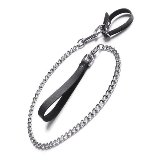 KL Buckling Cock Ring and Chain Leash Set - BDSM Accessory Kit