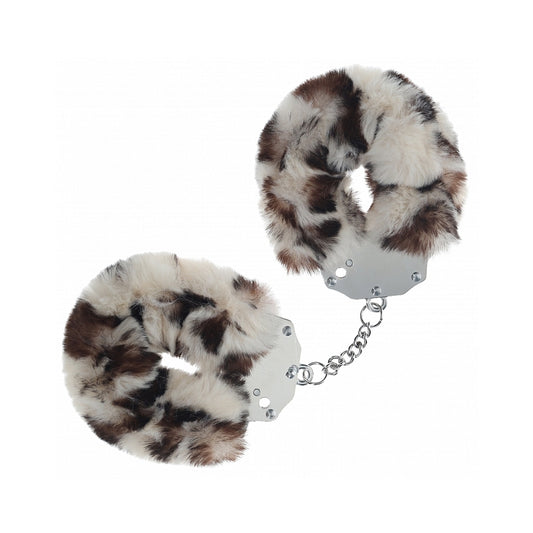 Ouch! Heavy-Duty Fluffy Handcuffs Snow Leopard - Furry BDSM Restraints