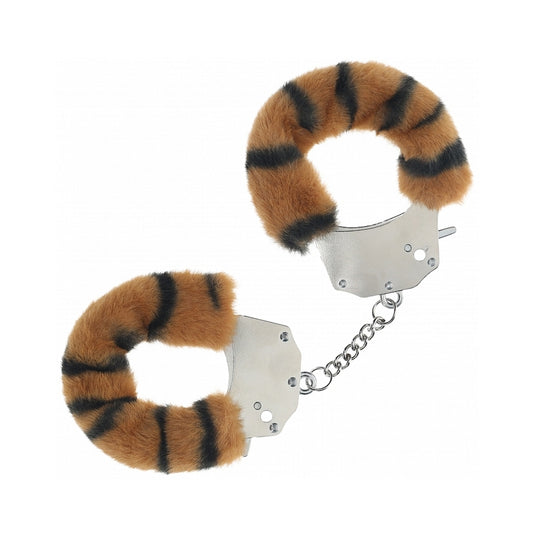 Ouch! Heavy-Duty Fluffy Handcuffs Tiger – Durable Furry Tiger Print Cuffs for Pl