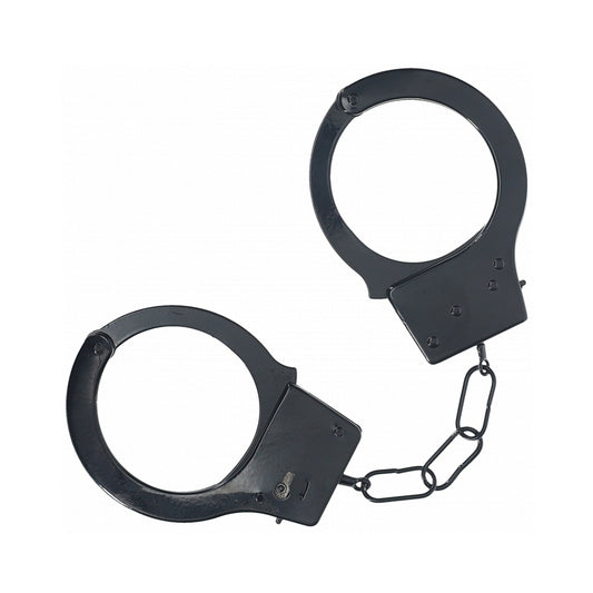 Ouch! Classic Metal Handcuffs Black – Strong Black Metal Handcuffs for BDSM Play