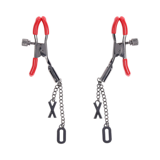 SS S&M Ex's & Oh's Nipple Clamps - Adjustable BDSM Toy for Sensation Play