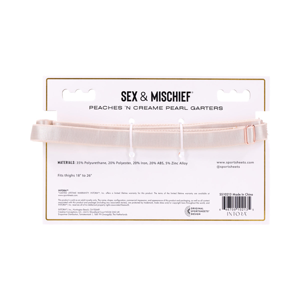 Sportsheets Sex & Mischief Peaches 'n CreaMe Pearl Garters