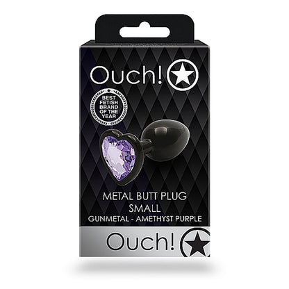 Shots Ouch! Heart Gem Butt Plug Small - Gunmetal/Amethyst