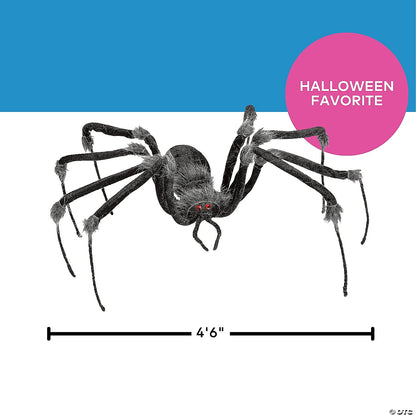 55" Poseable Hairy Joints Black Wolf Spider Halloween Decoration