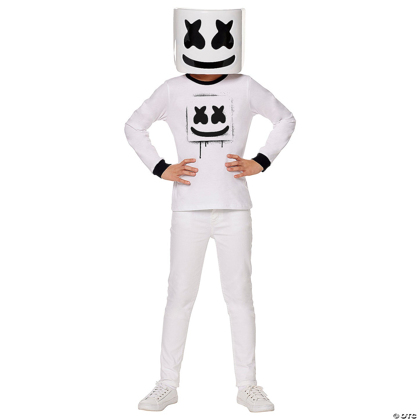 Kids Black & White Marshmello Halloween Costume - Medium 8-10