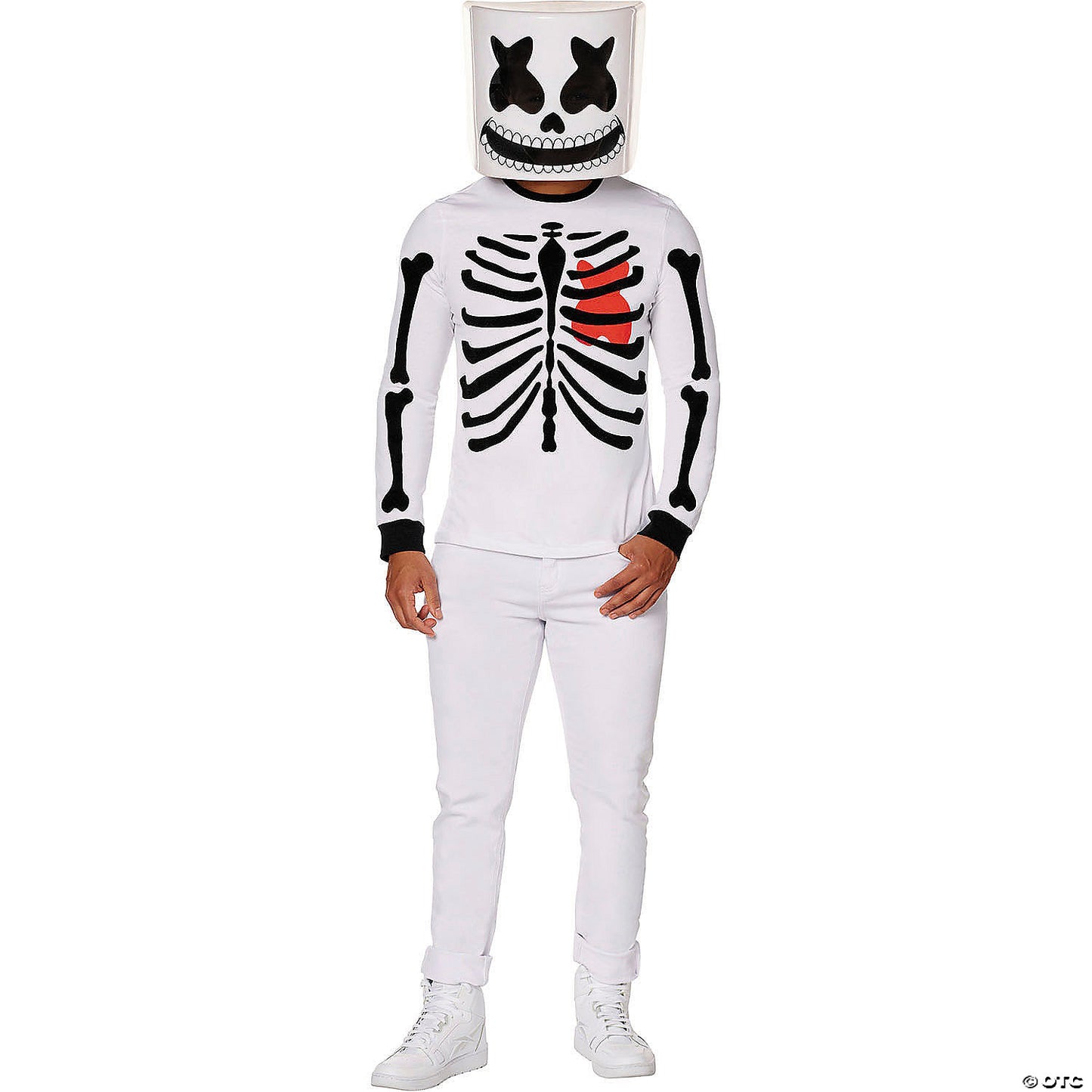 Adults Marshmello Black & White Mello Skeleton Costume - Large 42-44