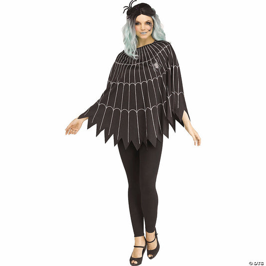 Black Silver Spiderweb Poncho