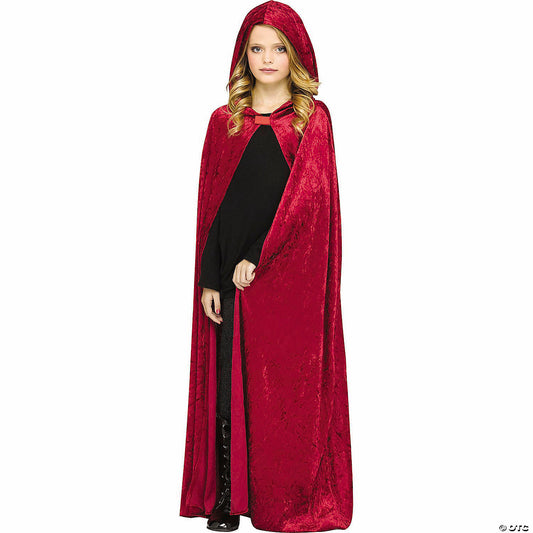 Red Hooded Velour Chld Cape