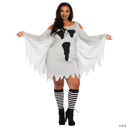 WOMEN'S PLUS SIZE JERSEY GHOST COSTUME