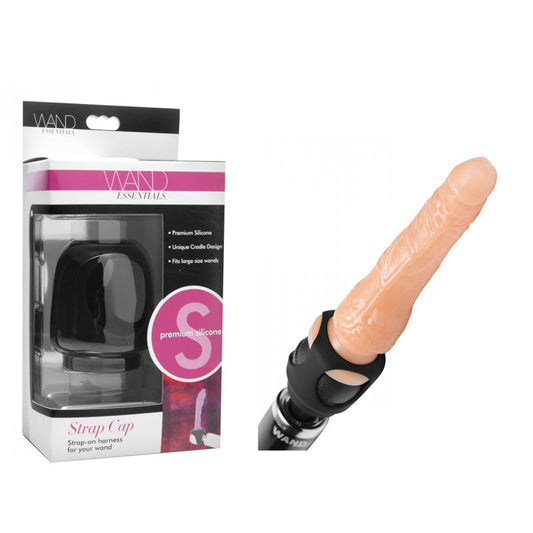 Wand Essentials Silicone Strap Cap Wand Harness For Dildos Black