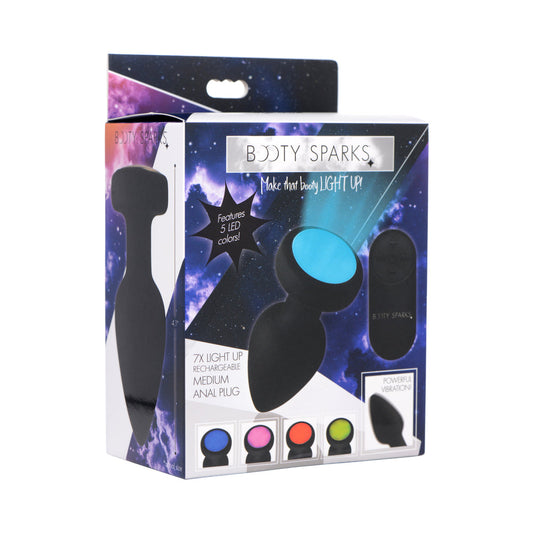 Booty Sparks Rechargeable Light Up Vibrating Anal Plug with Remote Control Mediu