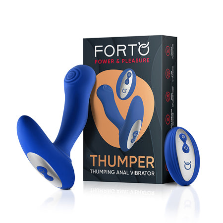 Forto Thumper Rechargeable Remote-Controlled Silicone Thumping Anal Vibrator Blue