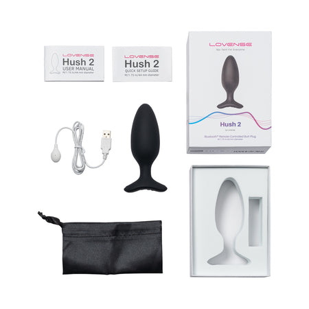 Lovense Hush 2 Bluetooth Remote Controlled Vibrating Butt Plug M 1.75 in.