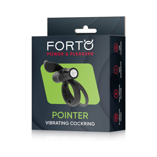 Forto Pointer Rechargeable Silicone Vibrating Dual Cockring with External Stimul