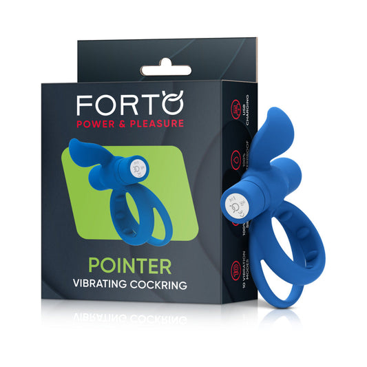 Forto Pointer Rechargeable Silicone Vibrating Dual Cockring with External Stimul