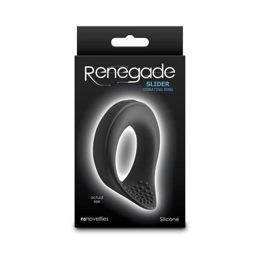 Renegade Slider Vibrating Cock Ring Black - Powerful Rechargeable Toy