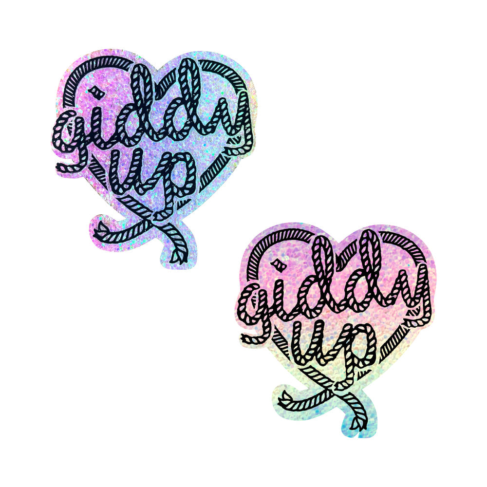 Neva Nude Giddy Up Light Pastel Smarties Party Glitter Lasso Heart Nipple Pastie