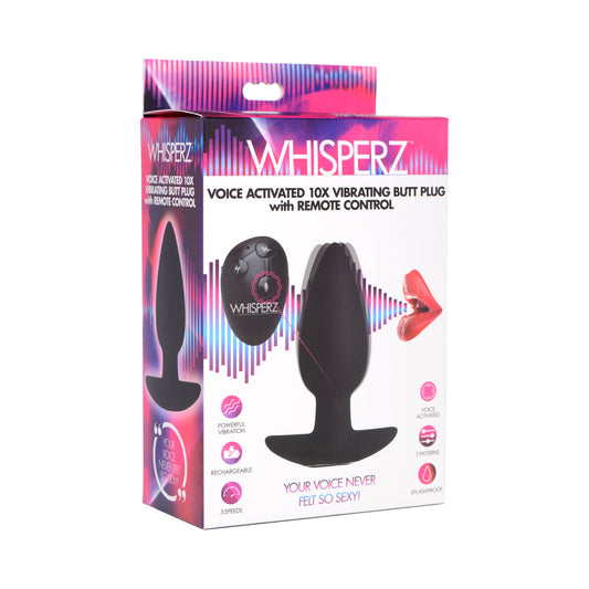 Whisperz Voice Activated 10X Vibrating Butt Plug with Remote