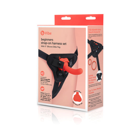 b-Vibe Beginners Strap-On Harness Set with 5 in. Silicone Dildo Peg – Starter Ki