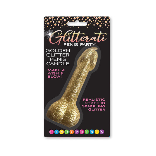 Gold Glitter Penis Candle – Glamorous Sparkle Adult Party Decoration Candle