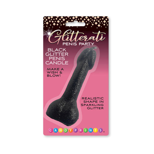 Black Glitter Penis Candle – Sparkling Adult-Themed Party Candle Decoration