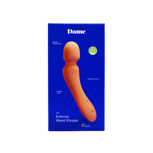 Dame Min Mini Wand Vibrator Papaya – Compact Rechargeable Personal Massager