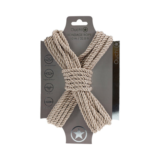 Ouch! Bondage Rope 10 m Nylon Gold – Stylish BDSM Rope for Restraint Play
