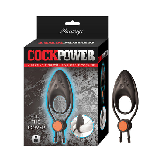 Cockpower Vibrating Ring with Adjustable Cock Tie Black – Couples’ Toy