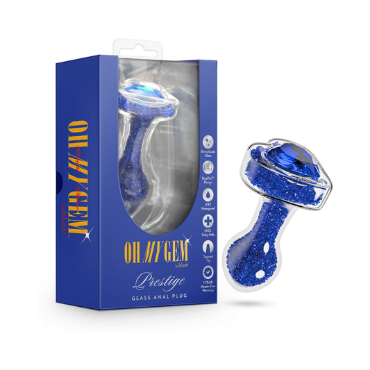 Oh My Gem Prestige Glass Anal Plug Blue – Elegant Glass Adult Anal Toy